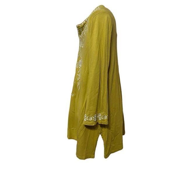 STUNNING J Jill blouse Womens Green Embroidered Long Sleeve V Neck Blouse Peasan - Picture 12 of 14